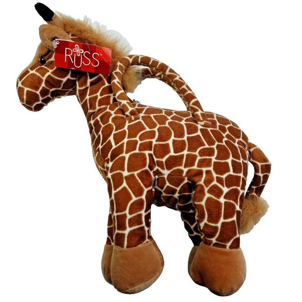 NWT Russ Purse Pets Giraffe Plush Stuffed Animal Purse with Zipper
